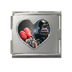 Chocolate Dark Mega Link Heart Italian Charm (18mm) by artworkshop