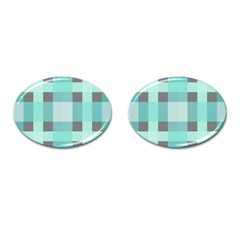 Square Crosses Check 1  Cufflinks (oval) by Mazipoodles