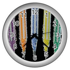 Pencil Colorfull Pattern Wall Clock (silver) by artworkshop