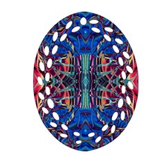 Cobalt Arabesque Oval Filigree Ornament (two Sides) by kaleidomarblingart