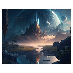 Space Planet Universe Galaxy Moon Premium Plush Fleece Blanket (medium)