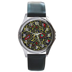 Background Graphic Art Round Metal Watch