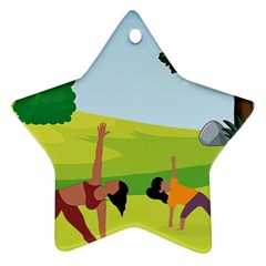 Mother And Daughter Yoga Art Celebrating Motherhood And Bond Between Mom And Daughter  Ornament (star)