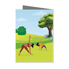 Mother And Daughter Yoga Art Celebrating Motherhood And Bond Between Mom And Daughter  Mini Greeting Cards (pkg Of 8) by SymmekaDesign