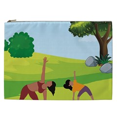 Mother And Daughter Yoga Art Celebrating Motherhood And Bond Between Mom And Daughter  Cosmetic Bag (xxl)