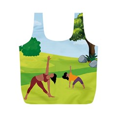 Mother And Daughter Yoga Art Celebrating Motherhood And Bond Between Mom And Daughter  Full Print Recycle Bag (m)