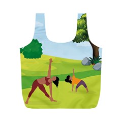 Mother And Daughter Yoga Art Celebrating Motherhood And Bond Between Mom And Daughter  Full Print Recycle Bag (m) by SymmekaDesign