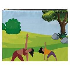 Mother And Daughter Yoga Art Celebrating Motherhood And Bond Between Mom And Daughter  Cosmetic Bag (xxxl) by SymmekaDesign