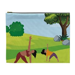 Mother And Daughter Yoga Art Celebrating Motherhood And Bond Between Mom And Daughter  Cosmetic Bag (xl) by SymmekaDesign
