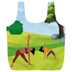 Mother And Daughter Yoga Art Celebrating Motherhood And Bond Between Mom And Daughter  Full Print Recycle Bag (xxl) by SymmekaDesign