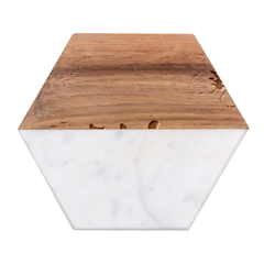 Large Marble Wood Coaster (hexagon)  by SymmekaDesign