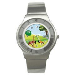 Mother And Daughter Yoga Art Celebrating Motherhood And Bond Between Mom And Daughter  Stainless Steel Watch