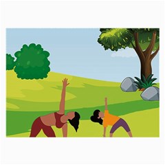 Mother And Daughter Yoga Art Celebrating Motherhood And Bond Between Mom And Daughter. Large Glasses Cloth