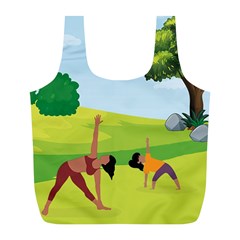 Mother And Daughter Yoga Art Celebrating Motherhood And Bond Between Mom And Daughter  Full Print Recycle Bag (l) by SymmekaDesign
