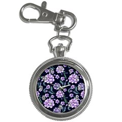 Elegant Purple Pink Peonies In Dark Blue Background Key Chain Watches