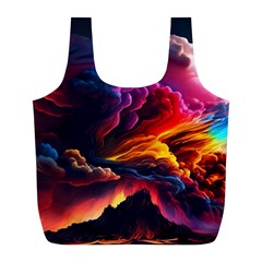 Ocean Sea Wave Clouds Mountain Colorful Sky Art Full Print Recycle Bag (l) by Pakemis