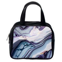 Marble Abstract White Pink Dark Art Classic Handbag (one Side)