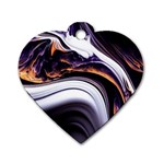 Marble Abstract Water Gold Dark Pink Purple Art Dog Tag Heart (Two Sides) Back