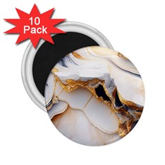 Marble Stone Abstract Gold White Color Colorful 2 25  Magnets (10 Pack)  by Pakemis