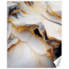 Marble Stone Abstract Gold White Color Colorful Canvas 16  X 20  by Pakemis