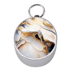 Marble Stone Abstract Gold White Color Colorful Mini Silver Compasses by Pakemis