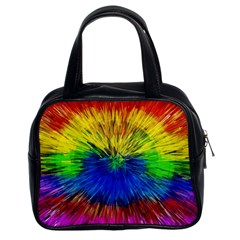 Colour Background Structure Lines Explosion Pop Classic Handbag (two Sides) by Pakemis