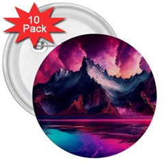 Ai Generated Mountain Ocean Lava Fire Sky Sea 3  Buttons (10 Pack)  by Pakemis