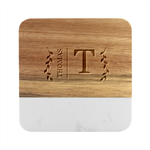 Personalized Name Marble Wood Coaster (Square) Front