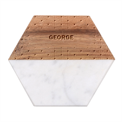 Personalized Name Marble Wood Coaster (hexagon)  by walala