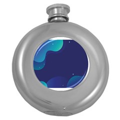 Abstract Blue Texture Space Round Hip Flask (5 Oz) by Ravend