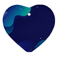 Abstract Blue Texture Space Heart Ornament (two Sides) by Ravend