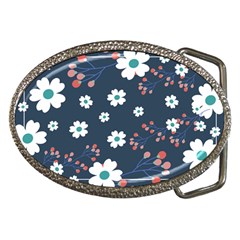 Floral Digital Background Belt Buckles