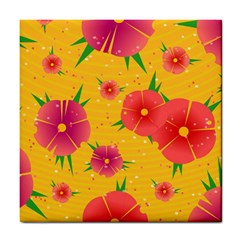 Background Flowers Floral Pattern Tile Coaster