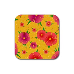 Background Flowers Floral Pattern Rubber Coaster (square)