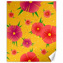 Background Flowers Floral Pattern Canvas 11  X 14 