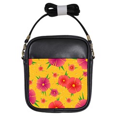 Background Flowers Floral Pattern Girls Sling Bag