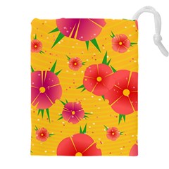 Background Flowers Floral Pattern Drawstring Pouch (5xl) by Ravend