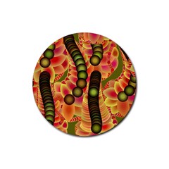 Abstract Background Digital Green Rubber Round Coaster (4 Pack)