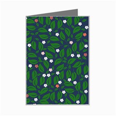 Leaves Flowers Green Background Nature Mini Greeting Card by Ravend