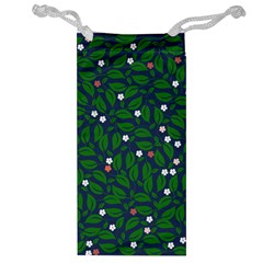 Leaves Flowers Green Background Nature Jewelry Bag by Ravend