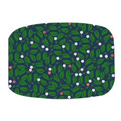 Leaves Flowers Green Background Nature Mini Square Pill Box by Ravend