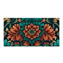 Flower Pattern Modern Floral Satin Wrap 35  X 70 