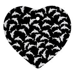 Dolphins Fish Pattern Ocean Sea Fins Aquatic Ornament (heart) by Jancukart