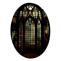 Stained Glass Window Gothic Haunted Eerie Ornament (oval)
