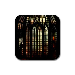 Stained Glass Window Gothic Haunted Eerie Rubber Square Coaster (4 Pack) by Jancukart