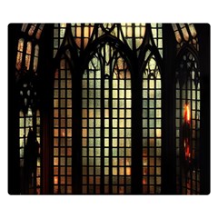 Stained Glass Window Gothic Haunted Eerie One Side Premium Plush Fleece Blanket (small)