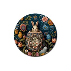 Easter Bunny Rabbit Flowers Easter Happy Easter Magnet 3  (round) by Jancukart