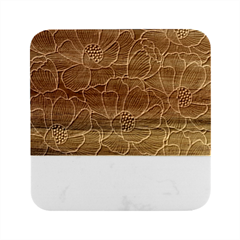 Flower Pattern Background Floral Beautiful Bloom Marble Wood Coaster (square)