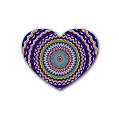 Kaleidoscope Geometric Circles Mandala Pattern Rubber Coaster (heart)