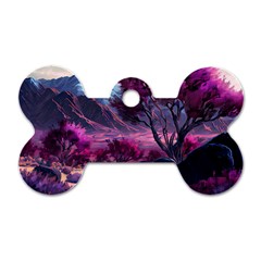 Landscape Landscape Painting Purple Purple Trees Dog Tag Bone (one Side) by Jancukart